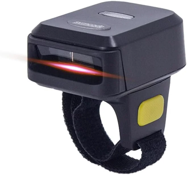 اسکنر بارکد 1D قابل حمل انگشتی حلقه ای پوشیدنی، بارکد خوان BT2.4G بی سیم و اتصال Wed با پشتیبانی از ذخیره سازی آفلاین برای کامپیوترهای ویندوزی، سوپرمارکت، کتابخانه، اکسپرس DOOMUN