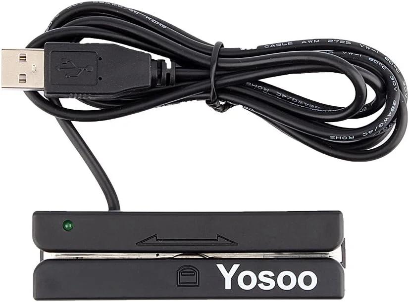 کارت خوان اعتباری، کارت خوان مغناطیسی مینی USB 3 مسیره Hi-co، کارت خوان سریع نوار مغناطیسی برای سیستم POS، صندوقدار، ثبت پول نقد، Quickbook (مدل STYLE-90)