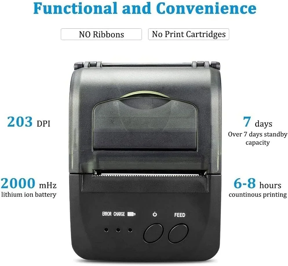 چاپگر حرارتی رسید بلوتوثی UOOD، چاپگر شخصی قابل حمل، چاپگر کوچک بی سیم 58 میلی متری سازگار با اندروید/ویندوز چاپگر حرارتی رسید بلوتوثی UOOD، چاپگر شخصی قابل حمل، چاپگر کوچک بی سیم 58 میلی متری سازگار با اندروید/ویندوز