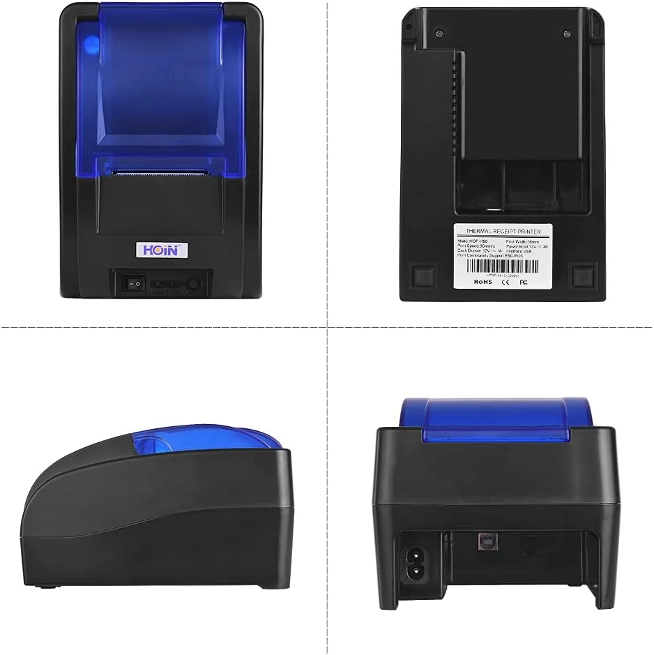 چاپگر حرارتی رسید قابل حمل USB پپیسکی 58 میلی‌متری، چاپ فیش و قبض، پشتیبانی از کشوی پول، سازگار با ESCPOS برای سیستم‌های ویندوز، لینوکس و اندروید برای کسب و کارهای سوپرمارکتی