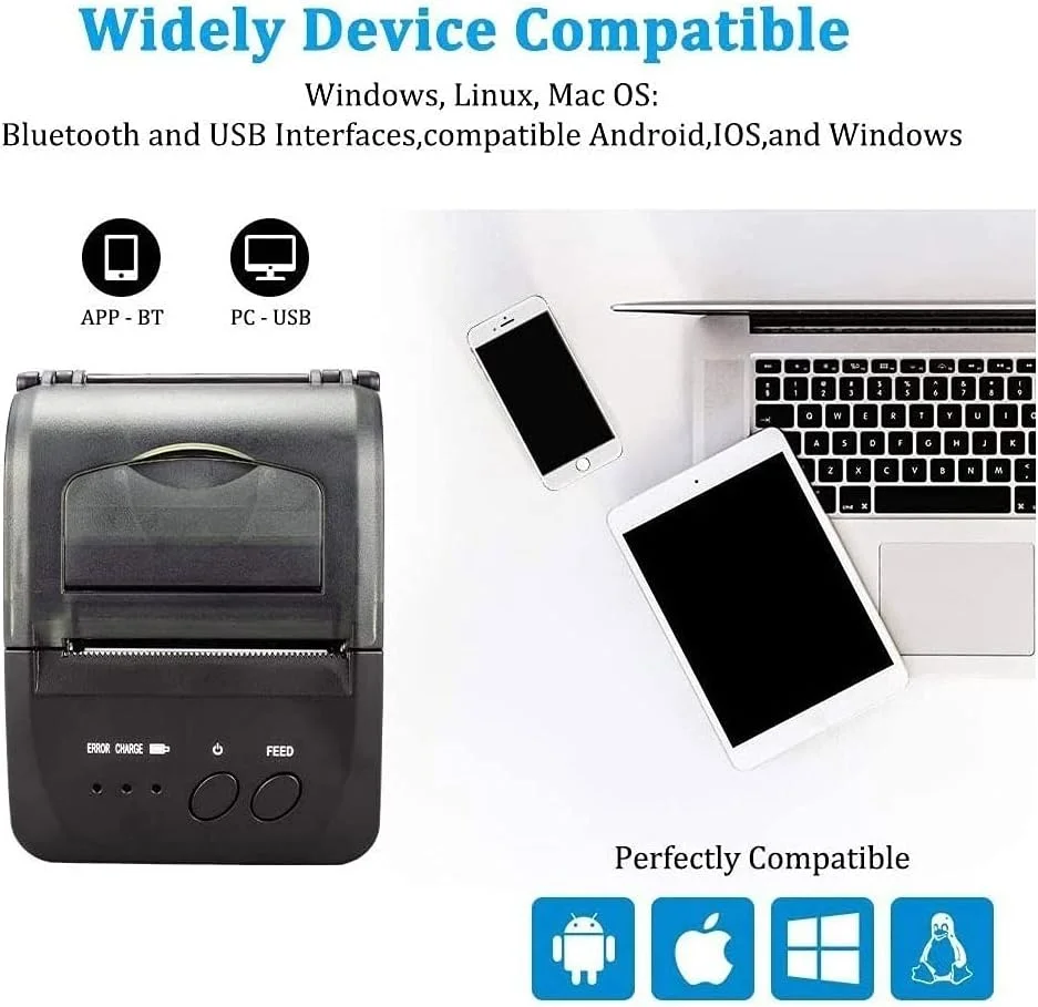 چاپگر حرارتی رسید بلوتوثی UOOD، چاپگر شخصی قابل حمل، چاپگر کوچک بی سیم 58 میلی متری سازگار با اندروید/ویندوز چاپگر حرارتی رسید بلوتوثی UOOD، چاپگر شخصی قابل حمل، چاپگر کوچک بی سیم 58 میلی متری سازگار با اندروید/ویندوز