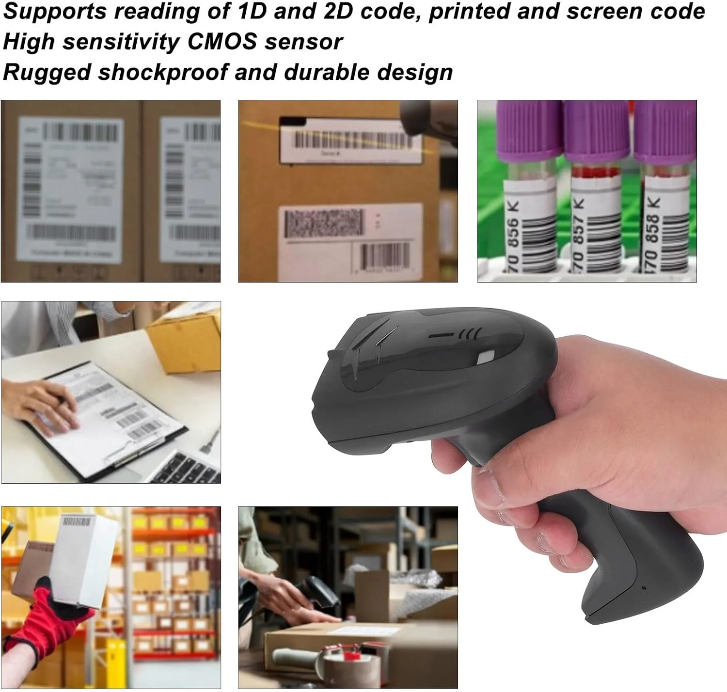 اسکنر بارکد، اسکنر بارکد لیزری قابل حمل بی سیم USB 2.4G، بارکد خوان دیجیتال کد QR 1D 2D برای سیستم Pos، فروشگاه ها، سوپرمارکت ها، انبارها اسکنر بارکد، اسکنر بارکد لیزری قابل حمل بی سیم USB 2.4G، بارکد خوان دیجیتال کد QR 1D 2D برای سیستم Pos، فروشگاه ها، سوپرمارکت ها، انبارها