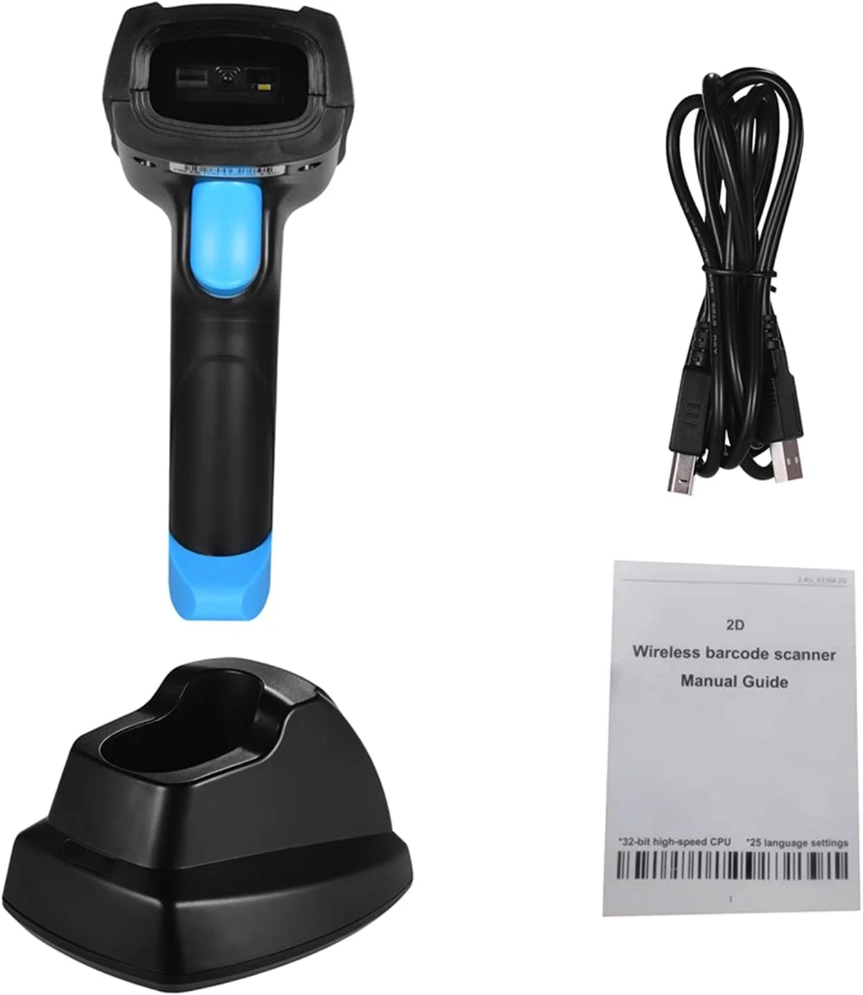 اسکنر بارکد بی سیم 1D 2D QR با پایه شارژ و گیرنده USB، فاصله انتقال طولانی 100 متری برای سوپرمارکت، فروشگاه خرده فروشی، انبار، پرداخت موبایلی و صفحه نمایش کامپیوتر اسکنر بارکد بی سیم 1D 2D QR با پایه شارژ و گیرنده USB، فاصله انتقال طولانی 100 متری برای سوپرمارکت، فروشگاه خرده فروشی، انبار، پرداخت موبایلی و صفحه نمایش کامپیوتر
