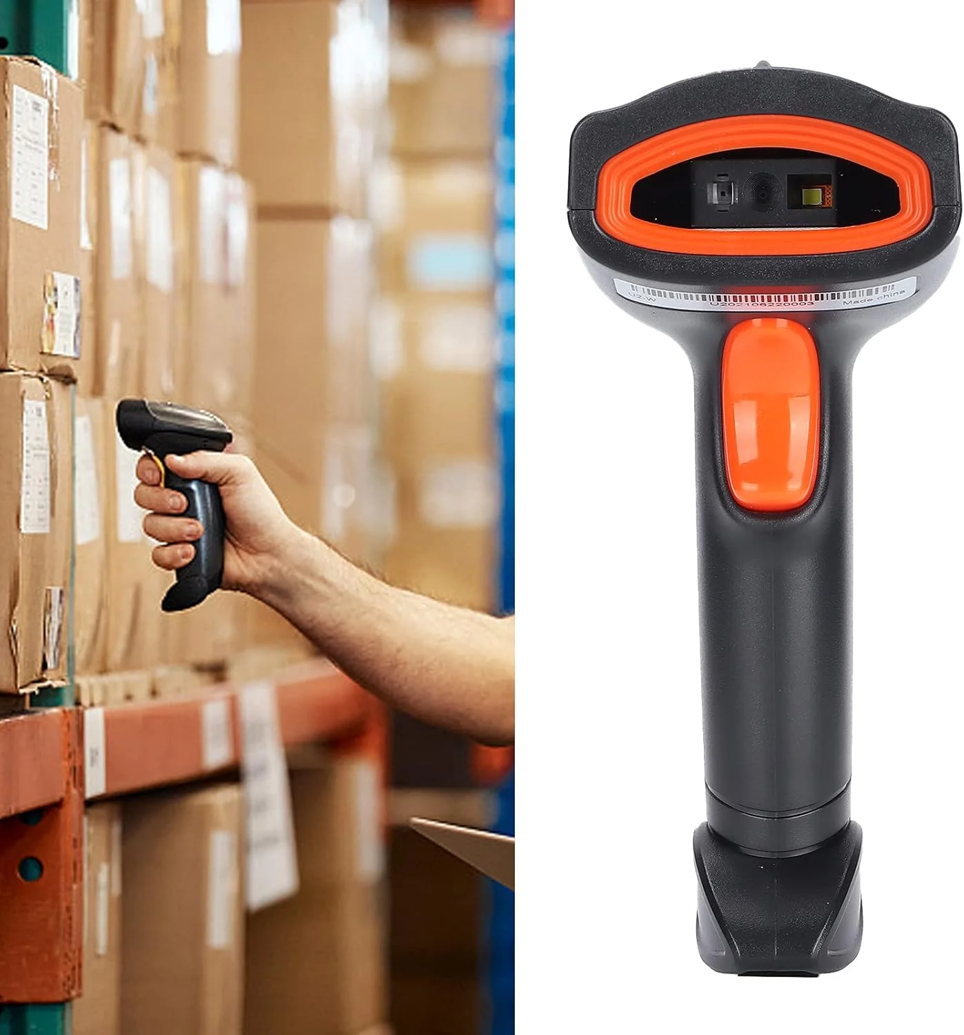 اسکنر بارکد، بارکد خوان USB کد QR 1D/2D بی سیم دستی با قابلیت خواندن 360 درجه، ضد گرد و غبار، ضد آب و مقاوم در برابر سقوط برای سیستم POS، فروشگاه، انبار (مشکی نارنجی) اسکنر بارکد، بارکد خوان USB کد QR 1D/2D بی سیم دستی با قابلیت خواندن 360 درجه، ضد گرد و غبار، ضد آب و مقاوم در برابر سقوط برای سیستم POS، فروشگاه، انبار (مشکی نارنجی)