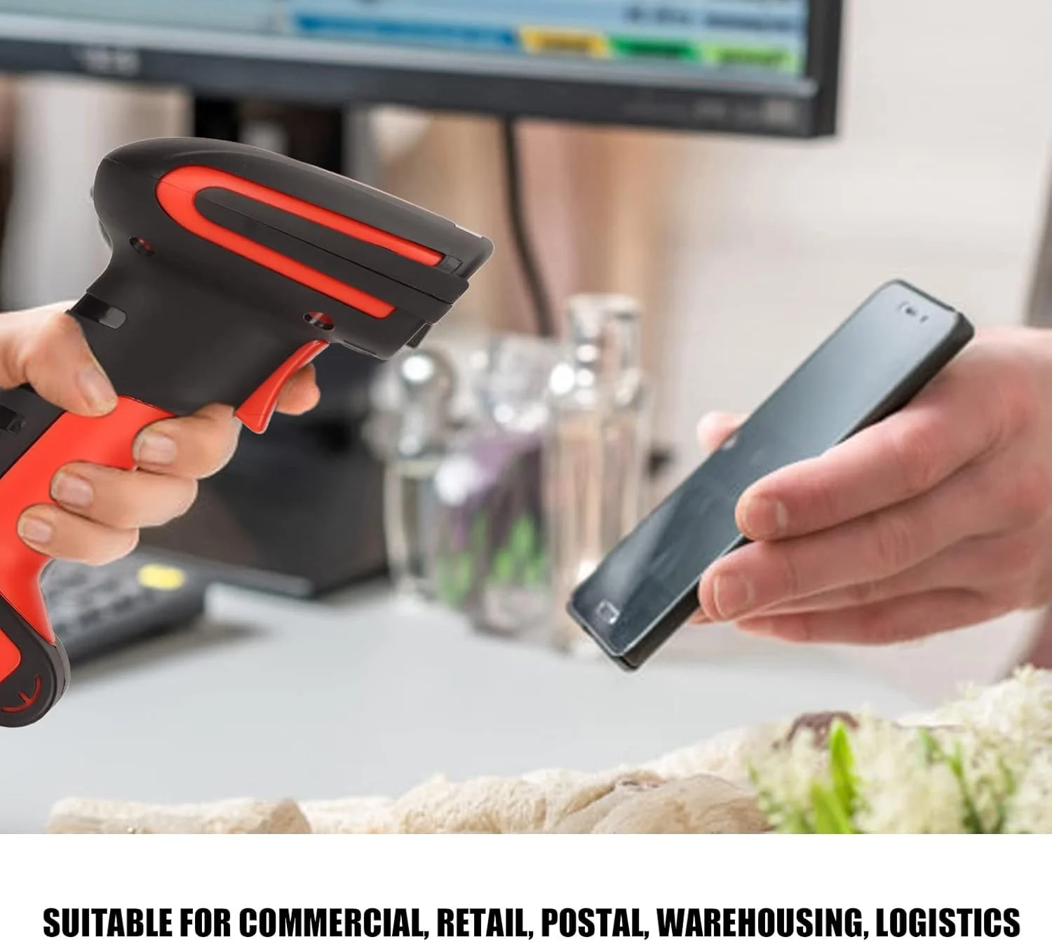 اسکنر بارکد بی سیم Gearwell، اسکنر QR کد اتوماتیک بی سیم قابل حمل، اتصال سیمی بی سیم 2.4 گیگاهرتز، زنگ هشدار لرزشی، اسکنر بارکد 1D 2D قابل حمل