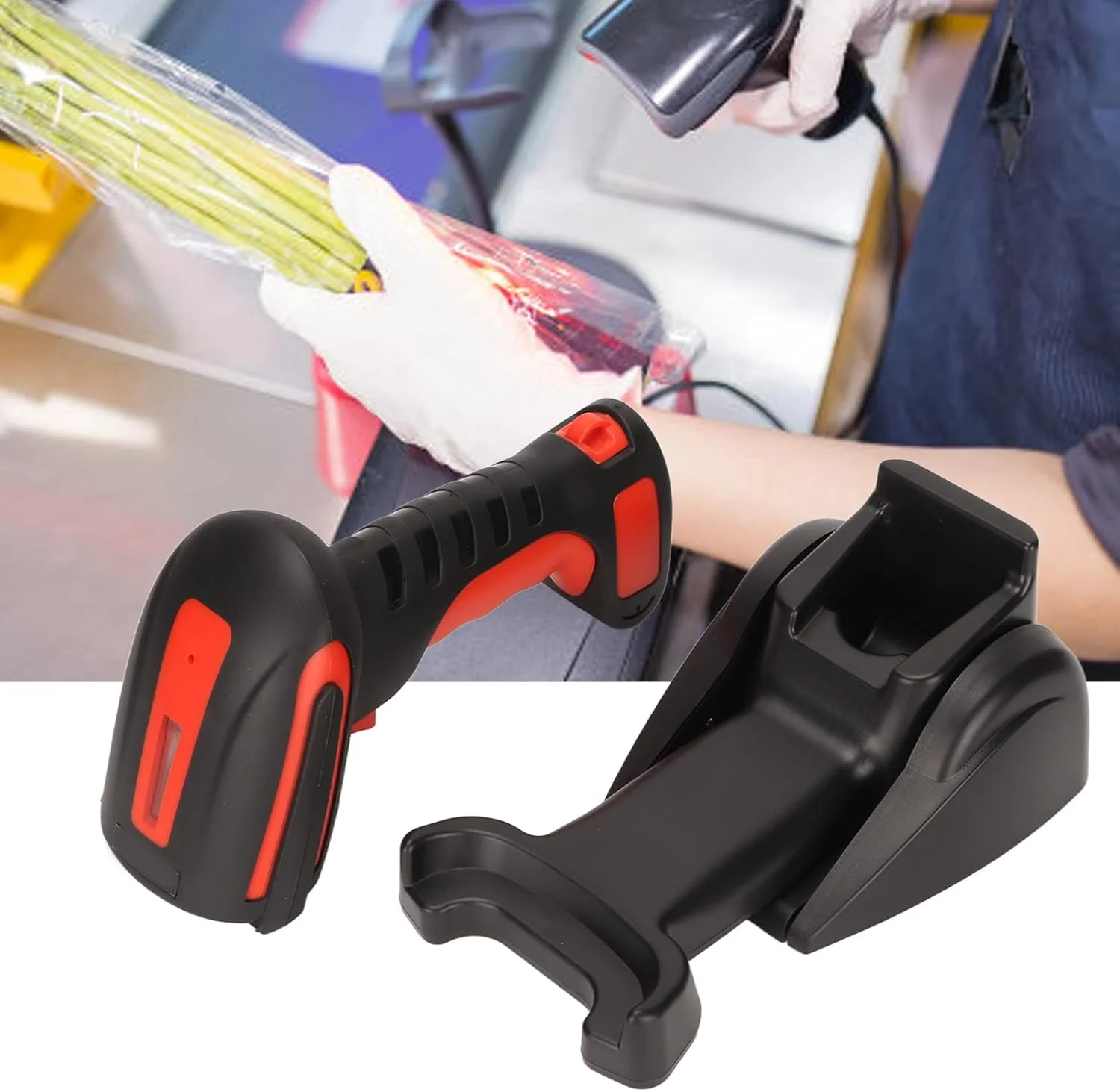 اسکنر بارکد بی سیم Gearwell، اسکنر QR کد اتوماتیک بی سیم قابل حمل، اتصال سیمی بی سیم 2.4 گیگاهرتز، زنگ هشدار لرزشی، اسکنر بارکد 1D 2D قابل حمل