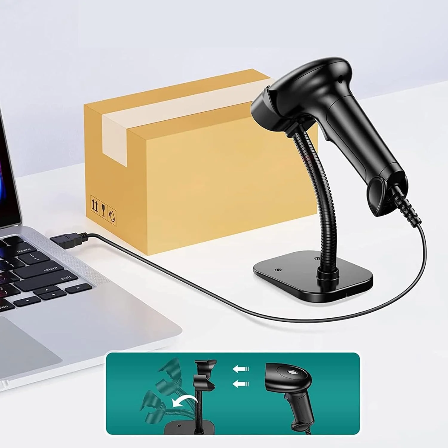 اسکنر بارکد Zhjvihx، اسکنر QR دوبعدی 1 بعدی CMOS بی سیم 2.4G USB برای کامپیوتر، بارکد خوان تصویر دستی برای انبار، کتابخانه، سوپرمارکت اسکنر بارکد Zhjvihx، اسکنر QR دوبعدی 1 بعدی CMOS بی سیم 2.4G USB برای کامپیوتر، بارکد خوان تصویر دستی برای انبار، کتابخانه، سوپرمارکت