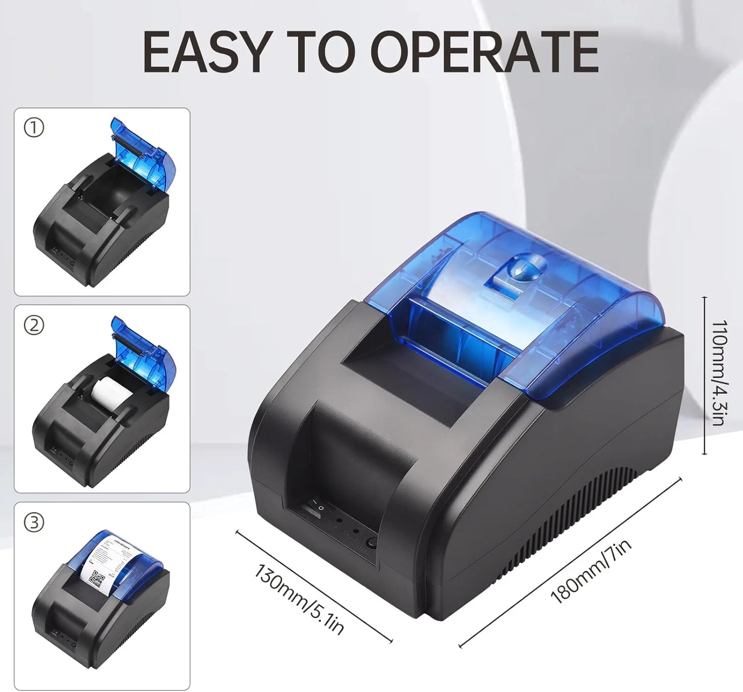 چاپگر رسید رومیزی 58 میلیمتری Irovami USB+BT 203DPI چاپ حرارتی مستقیم سازگار با سیستمهای Windows/Linux/Mac/Android/iOS چاپ با سرعت بالا پشتیبانی از دستور ESC/POS برای رستورانها خردهفروشی چاپگر رسید رومیزی 58 میلیمتری Irovami USB+BT 203DPI چاپ حرارتی مستقیم سازگار با سیستمهای Windows/Linux/Mac/Android/iOS چاپ با سرعت بالا پشتیبانی از دستور ESC/POS برای رستورانها خردهفروشی