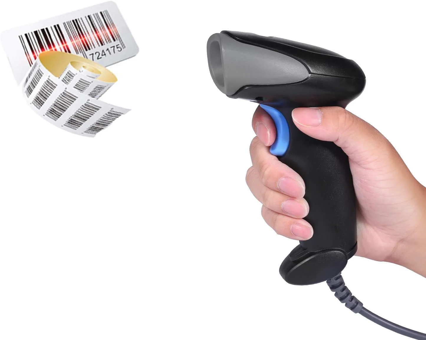 بارکد خوان CCD مدل BQ-101 برای اسکن بارکد صفحه نمایش و پرداخت موبایلی، با کابل USB، قابل استفاده مستقیم در فروشگاه های خرده فروشی، سیستم های POS ویندوز و اندروید