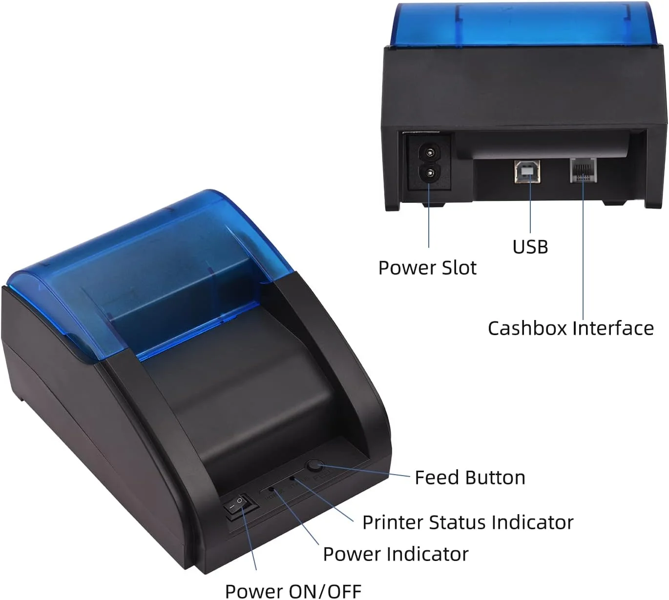 چاپگر حرارتی رسید 58 میلیمتری اتصال حرارتی مستقیم USB و BT برای چاپ قبض بلیط سازگار با سیستم عامل های iOS Android Windows دستورات چاپ ESC/POS برای سوپرمارکت فروشگاه کسب و کار خانگی چاپگر حرارتی رسید 58 میلیمتری اتصال حرارتی مستقیم USB و BT برای چاپ قبض بلیط سازگار با سیستم عامل های iOS Android Windows دستورات چاپ ESC/POS برای سوپرمارکت فروشگاه کسب و کار خانگی