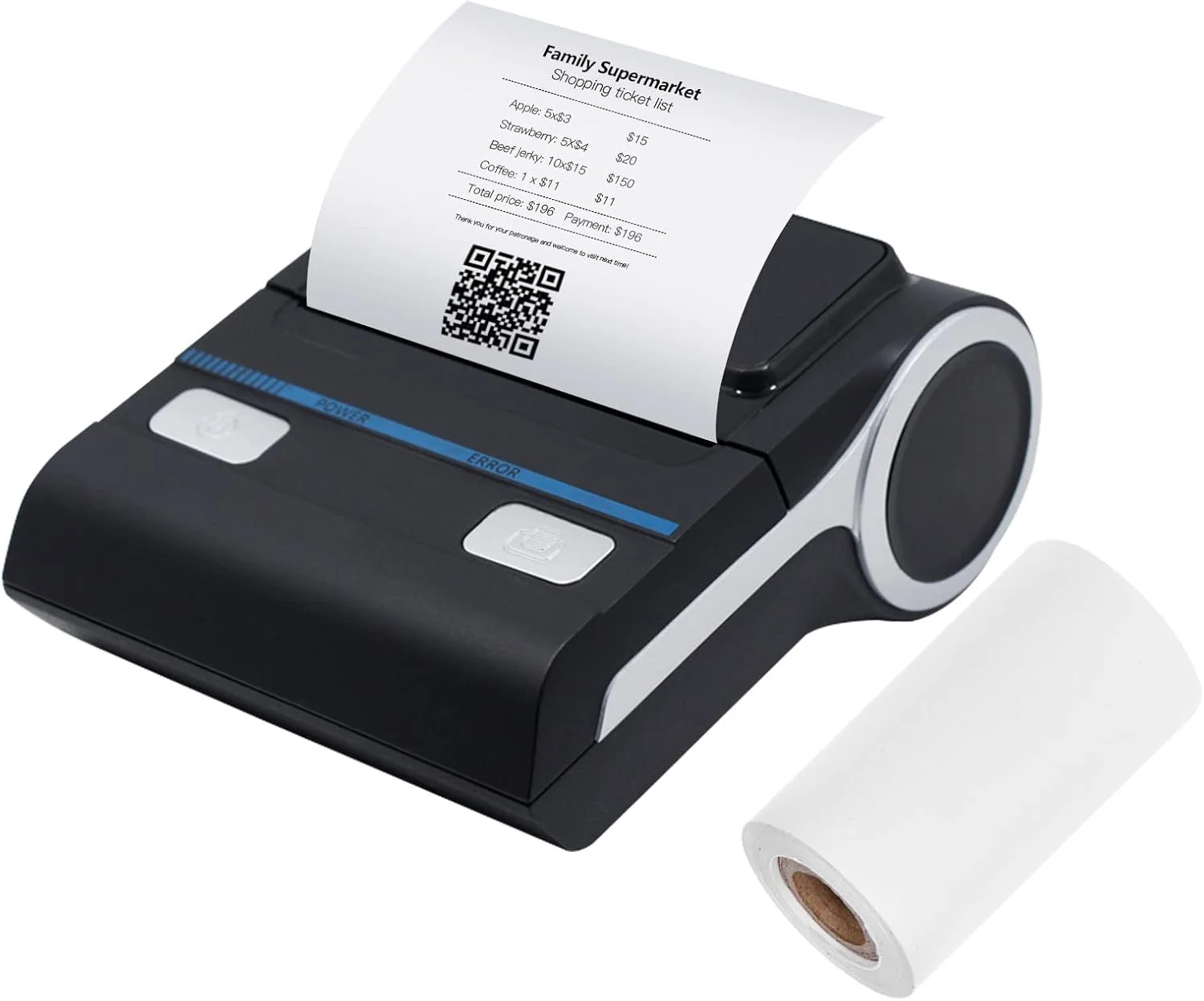 چاپگر، چاپگر حرارتی بی سیم بلوتوثی 80 میلی متری قابل حمل چاپگر رسید چاپگر قبض موبایل سازگار با سیستم های اندروید/iOS/ویندوز دستور چاپ ESC/POS برای رستوران های کوچک و خرده فروشی