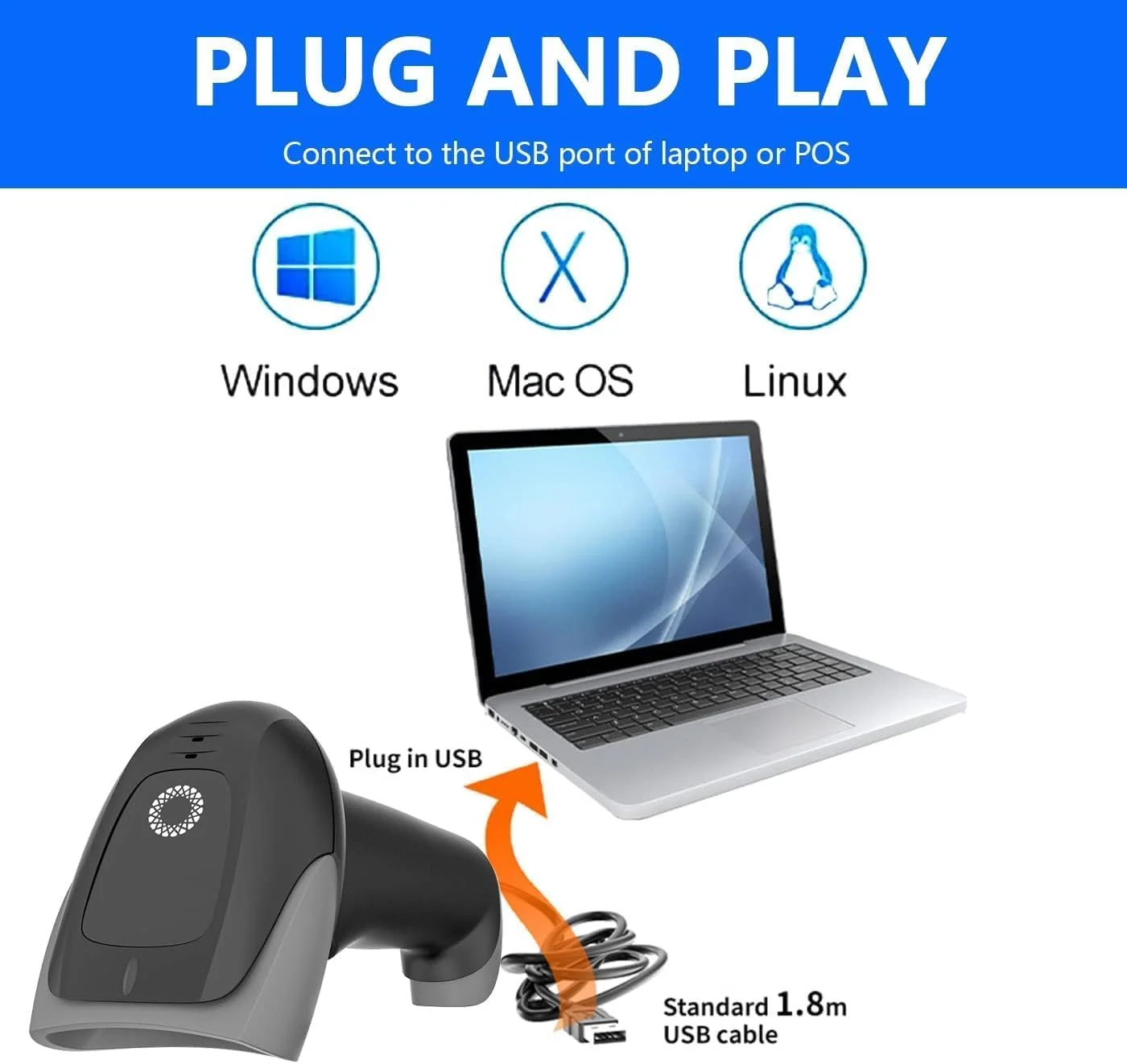 بارکد خوان سیمی دارای تاییدیه BIS، بارکد خوان دستی USB 1D مورد استفاده در سوپرمارکت ها، فروشگاه های رفاه، انبارها (مشکی) بارکد خوان سیمی دارای تاییدیه BIS، بارکد خوان دستی USB 1D مورد استفاده در سوپرمارکت ها، فروشگاه های رفاه، انبارها (مشکی)