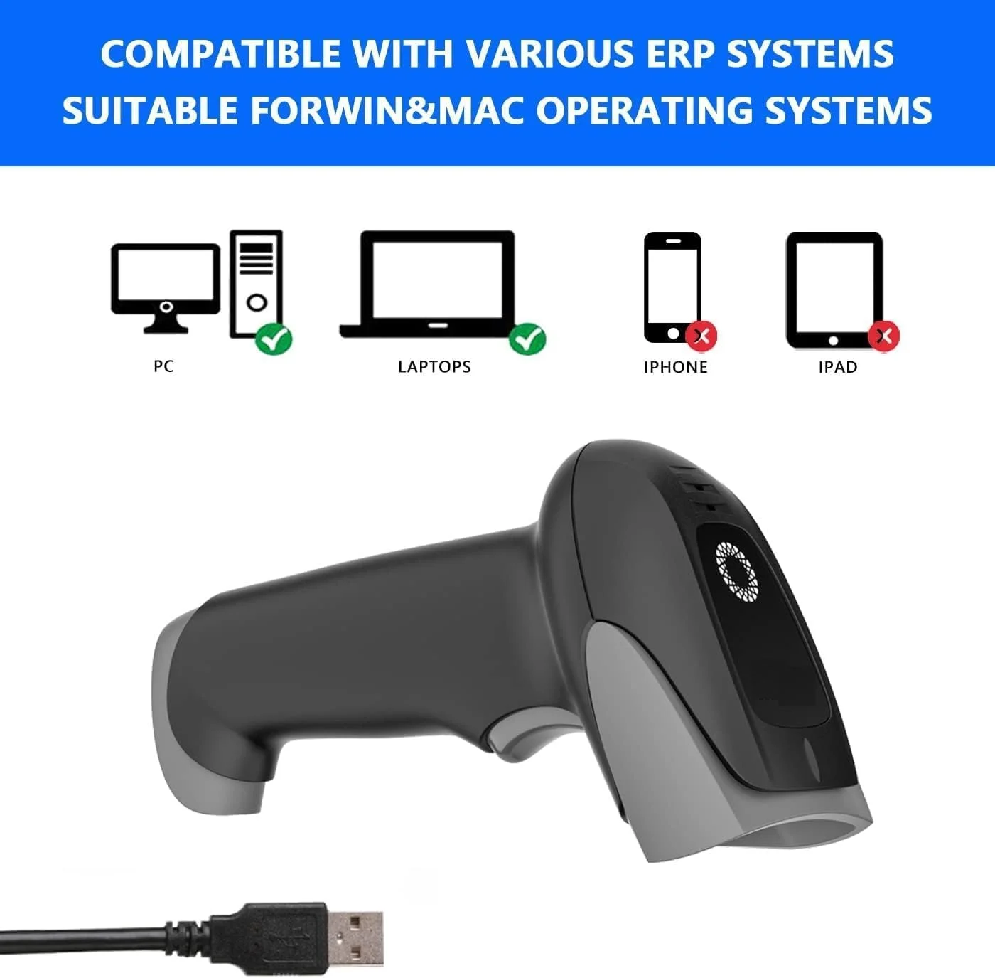 بارکد خوان سیمی دارای تاییدیه BIS، بارکد خوان دستی USB 1D مورد استفاده در سوپرمارکت ها، فروشگاه های رفاه، انبارها (مشکی) بارکد خوان سیمی دارای تاییدیه BIS، بارکد خوان دستی USB 1D مورد استفاده در سوپرمارکت ها، فروشگاه های رفاه، انبارها (مشکی)