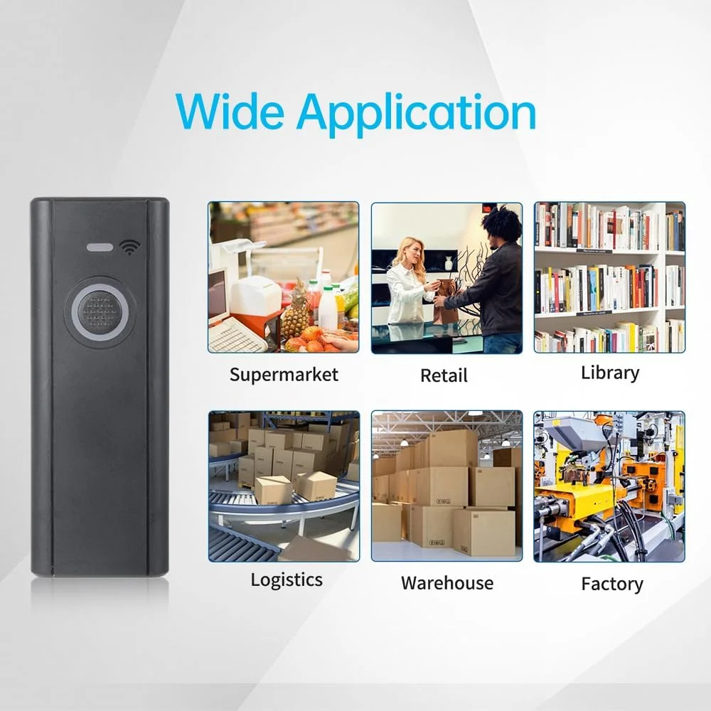اسکنر بارکد بی‌سیم 1D/2D با اتصال 2.4G/BT/USB، خواننده کدهای صفحه نمایش و کاغذی، Plug&Play، سازگار با ویندوز/لینوکس/مک، ایده‌آل برای فهرست‌برداری کتابخانه