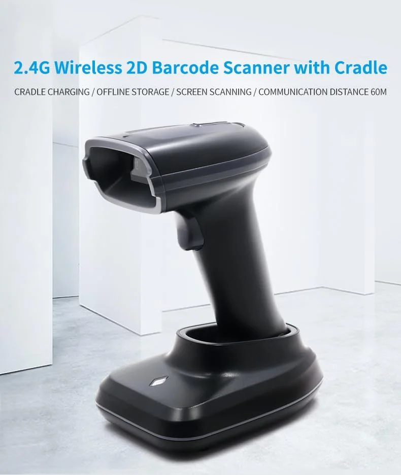 اسکنر بارکد بی سیم 1D 2D luckyprinter با پایه شارژ - خواننده پرسرعت برای خرده فروشی، مدیریت موجودی، سیستم های POS