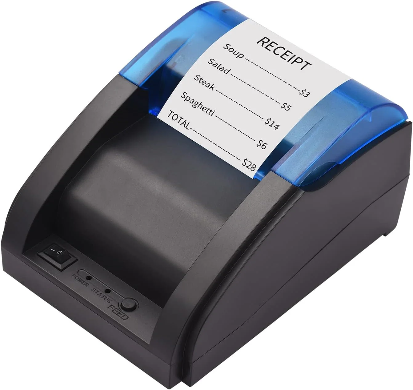 چاپگر حرارتی رسید USB 58 میلی‌متری، حرارتی مستقیم برای چاپ فیش و قبض، اتصال USB سازگار با سیستم عامل‌های iOS، اندروید و ویندوز، دستورات چاپ ESC/POS برای سوپرمارکت، فروشگاه، کسب و کار خانگی و خرده فروشی