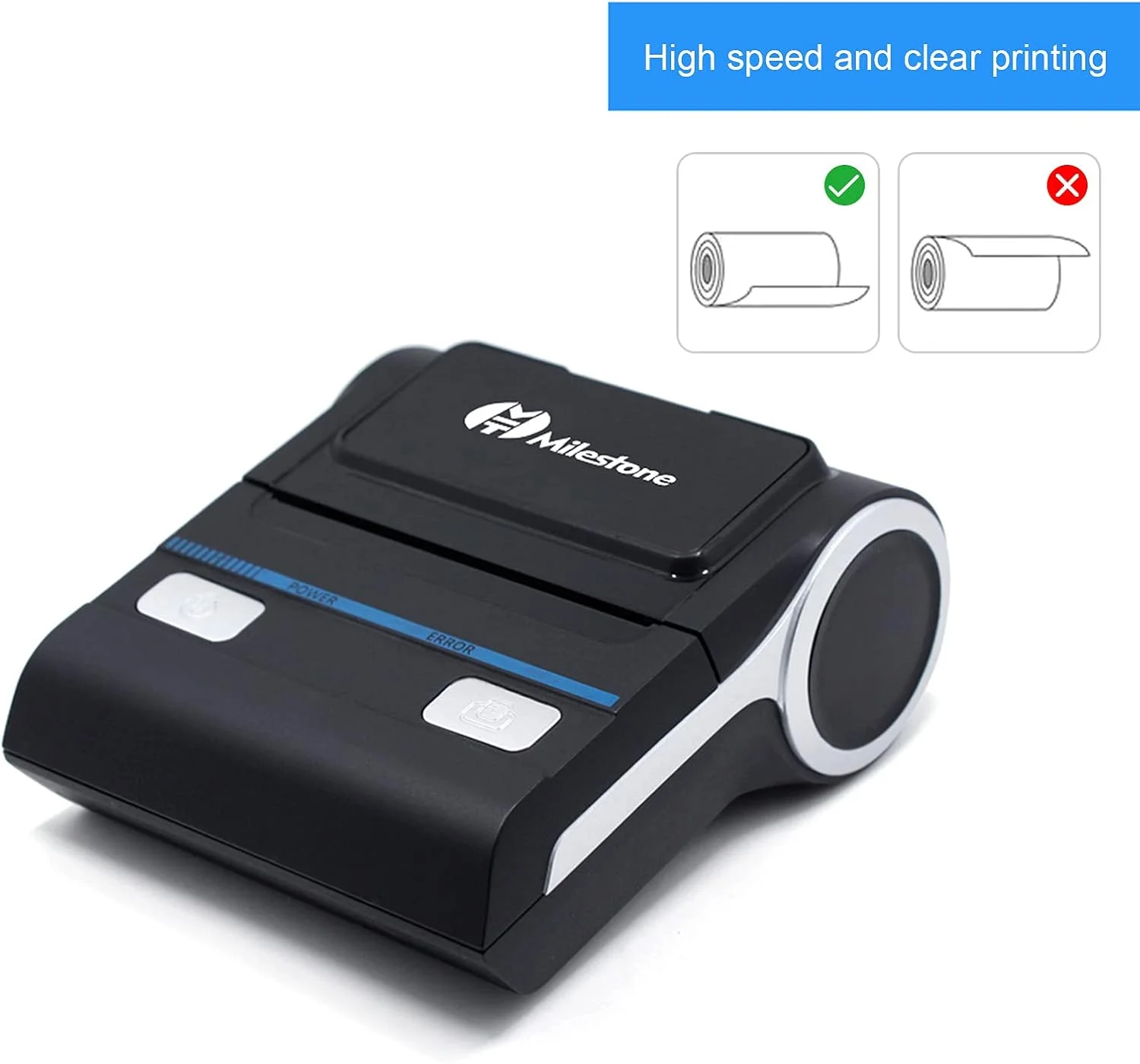 چاپگر رسید، چاپگر حرارتی بی سیم BT 80 میلی متری قابل حمل چاپگر رسید موبایل سازگار با سیستم های Android/iOS/Windows دستور چاپ ESC/POS برای کسب و کارهای کوچک