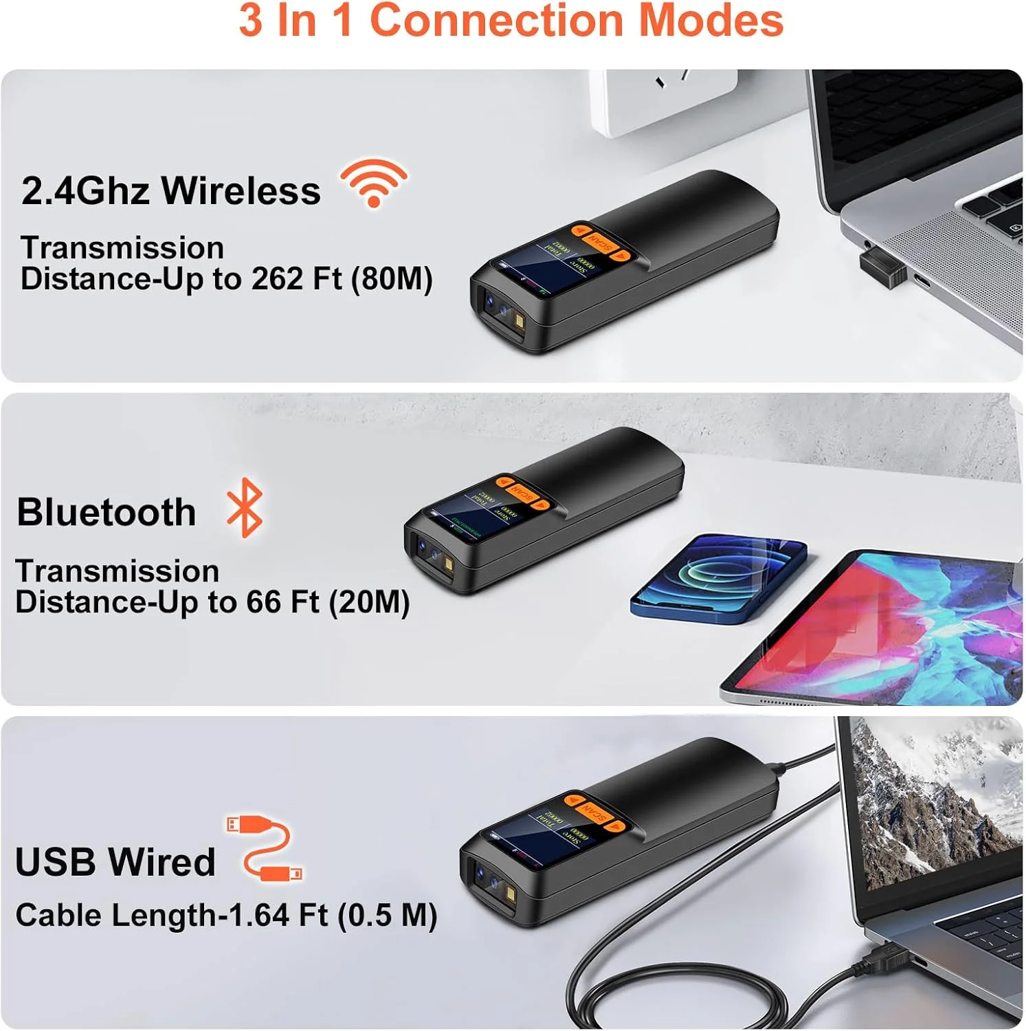 اسکنر بارکد بلوتوثی کوچک KUIIYER، اسکنر بارکد دوبعدی QR 1D بیسیم با صفحه نمایش LCD و صفحه کلید تنظیمات و هوش مصنوعی صوتی، بارکد خوان دستی کوچک قابل حمل برای تلفن هوشمند، کامپیوتر و POS اسکنر بارکد بلوتوثی کوچک KUIIYER، اسکنر بارکد دوبعدی QR 1D بیسیم با صفحه نمایش LCD و صفحه کلید تنظیمات و هوش مصنوعی صوتی، بارکد خوان دستی کوچک قابل حمل برای تلفن هوشمند، کامپیوتر و POS