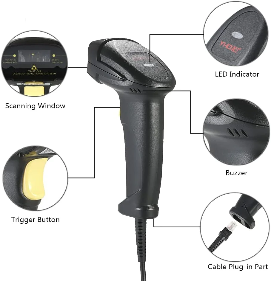 اسکنر بارکد دو طرفه USB سیمی دستی Labymos با پایه قابل تنظیم اسکنر بارکد دو طرفه USB سیمی دستی Labymos با پایه قابل تنظیم
