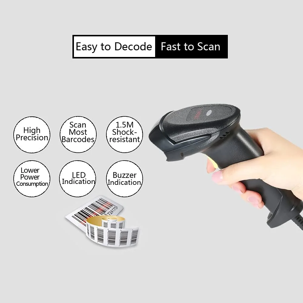 اسکنر بارکد دو طرفه USB سیمی دستی Labymos با پایه قابل تنظیم اسکنر بارکد دو طرفه USB سیمی دستی Labymos با پایه قابل تنظیم