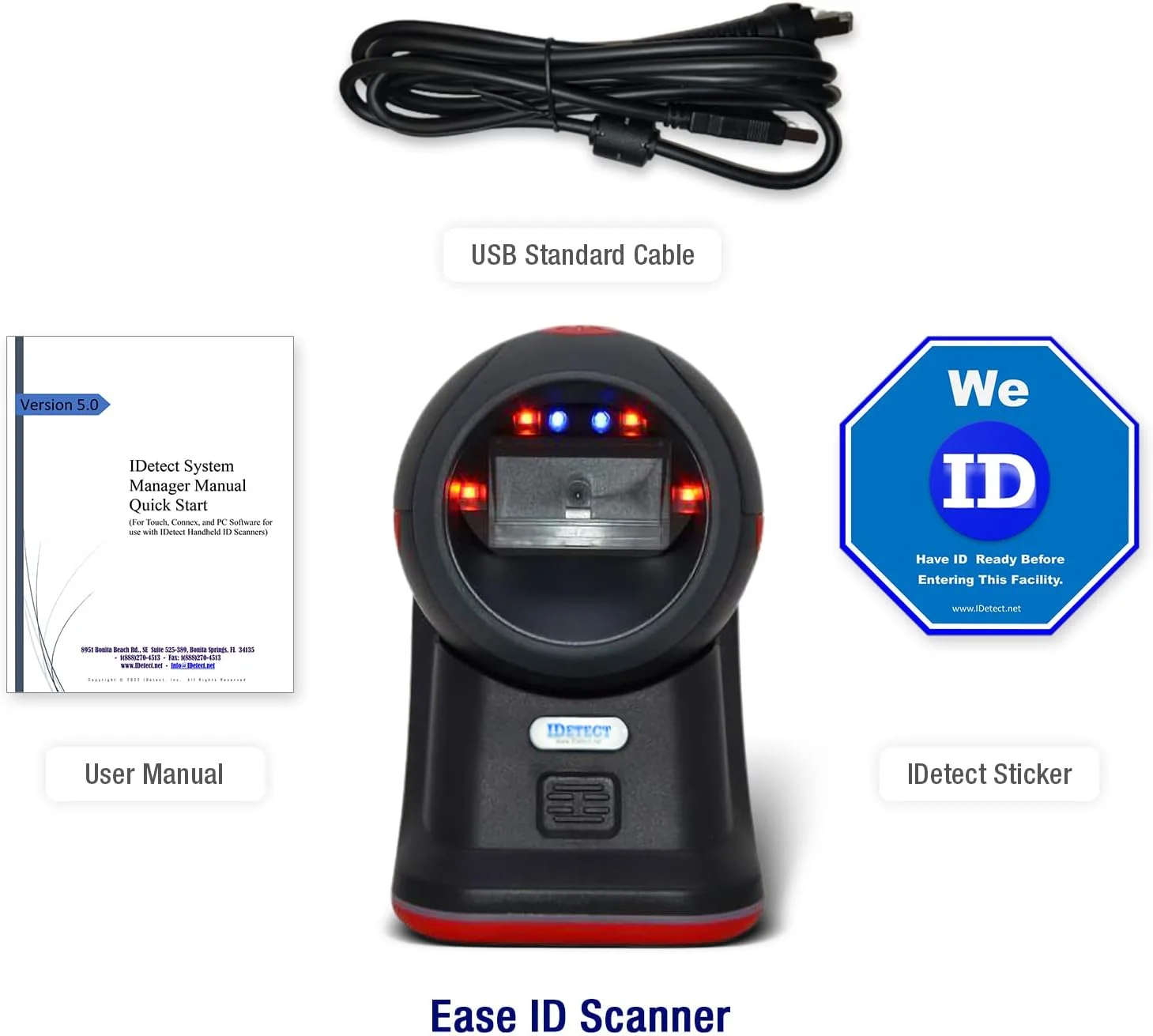 دستگاه اسکنر IDetect.net | خواننده و جمع‌آورنده داده | تأیید سن، اسکن بررسی هوشمند گواهینامه رانندگی | نرم‌افزار همگام‌سازی داده | ایده‌آل برای تبلت‌ها، لپ‌تاپ‌ها، رایانه‌های شخصی و سیستم‌های POS