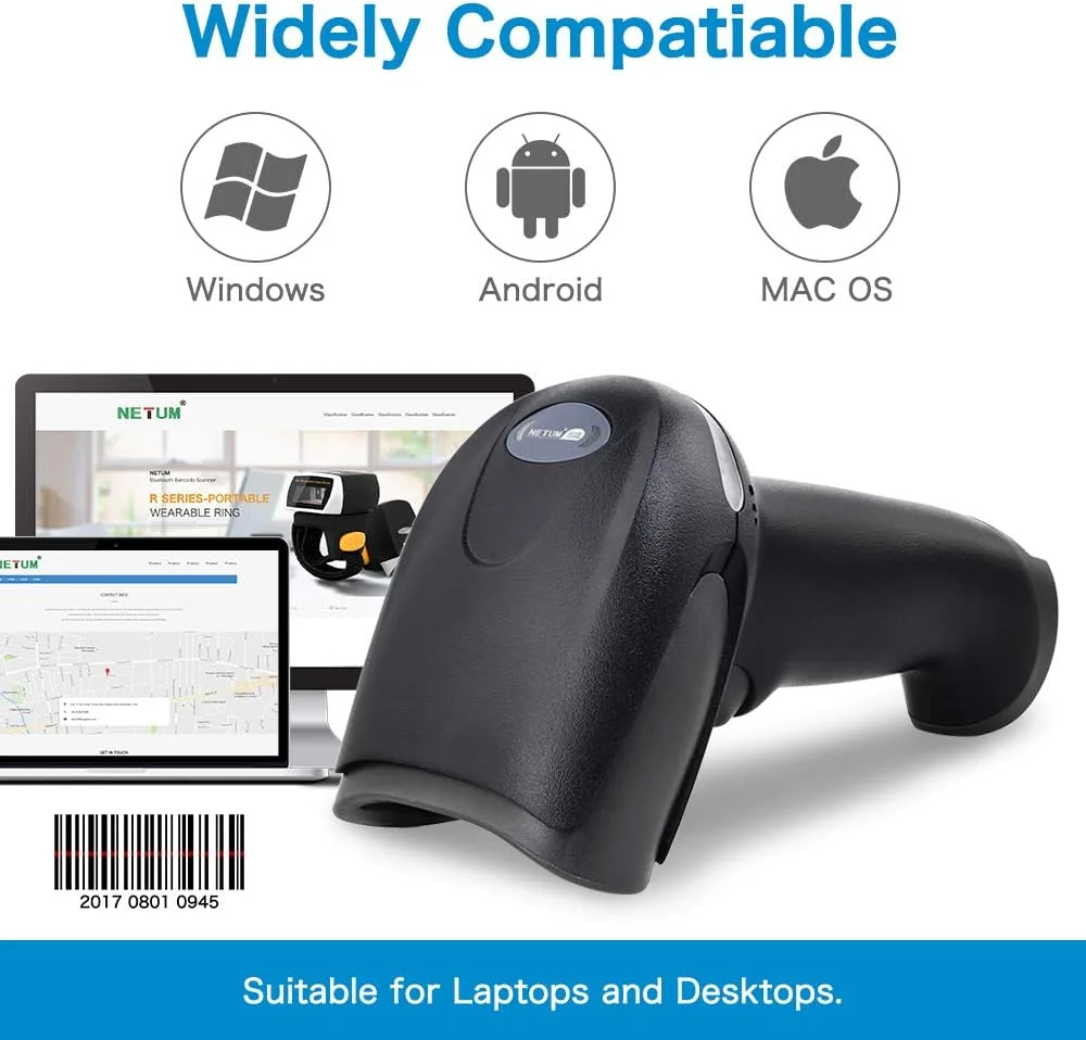 اسکنر بارکد لیزری دستی NETUM مدل YJ-2013، اسکنر بارکد 1D سیمی USB قابل حمل برای سیستم POS سوپرمارکت اسکنر بارکد لیزری دستی NETUM مدل YJ-2013، اسکنر بارکد 1D سیمی USB قابل حمل برای سیستم POS سوپرمارکت