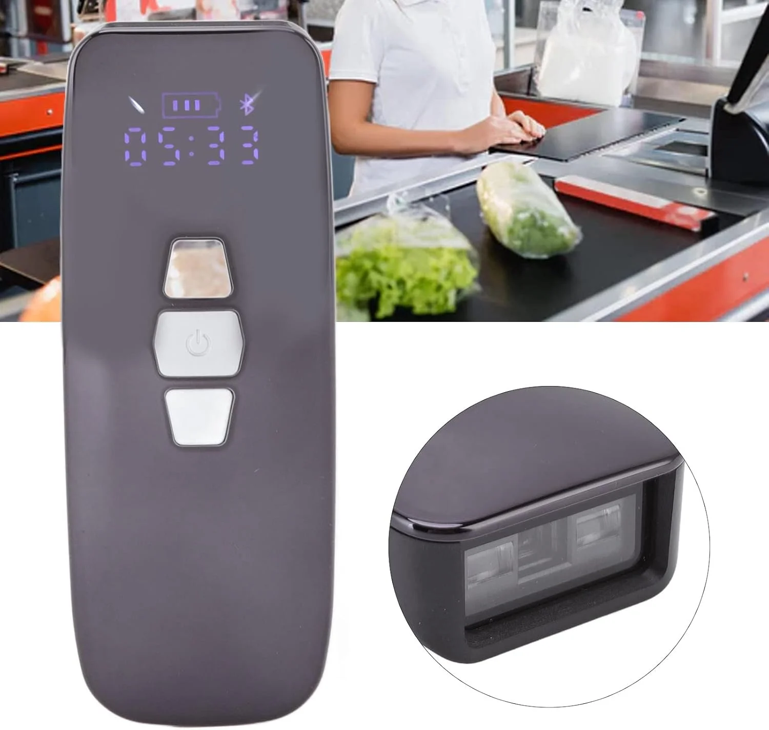 اسکنر بارکد USB GZDZHP، اسکنر بارکد بی‌سیم بزرگ سازگار، 3 حالت شارژ، سنسور CCD دستی 3 در 1 برای تلفن همراه