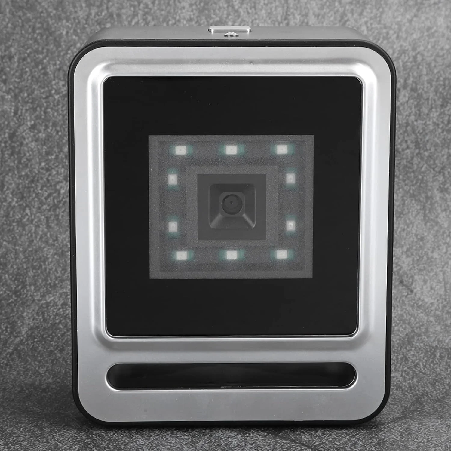 اسکنر بارکد ثابت VELATEMOR، اسکنر بارکد سیمی بدون دست 1D QR 2D، بارکد خوان رومیزی با کابل USB و نور LED (نقره ای)