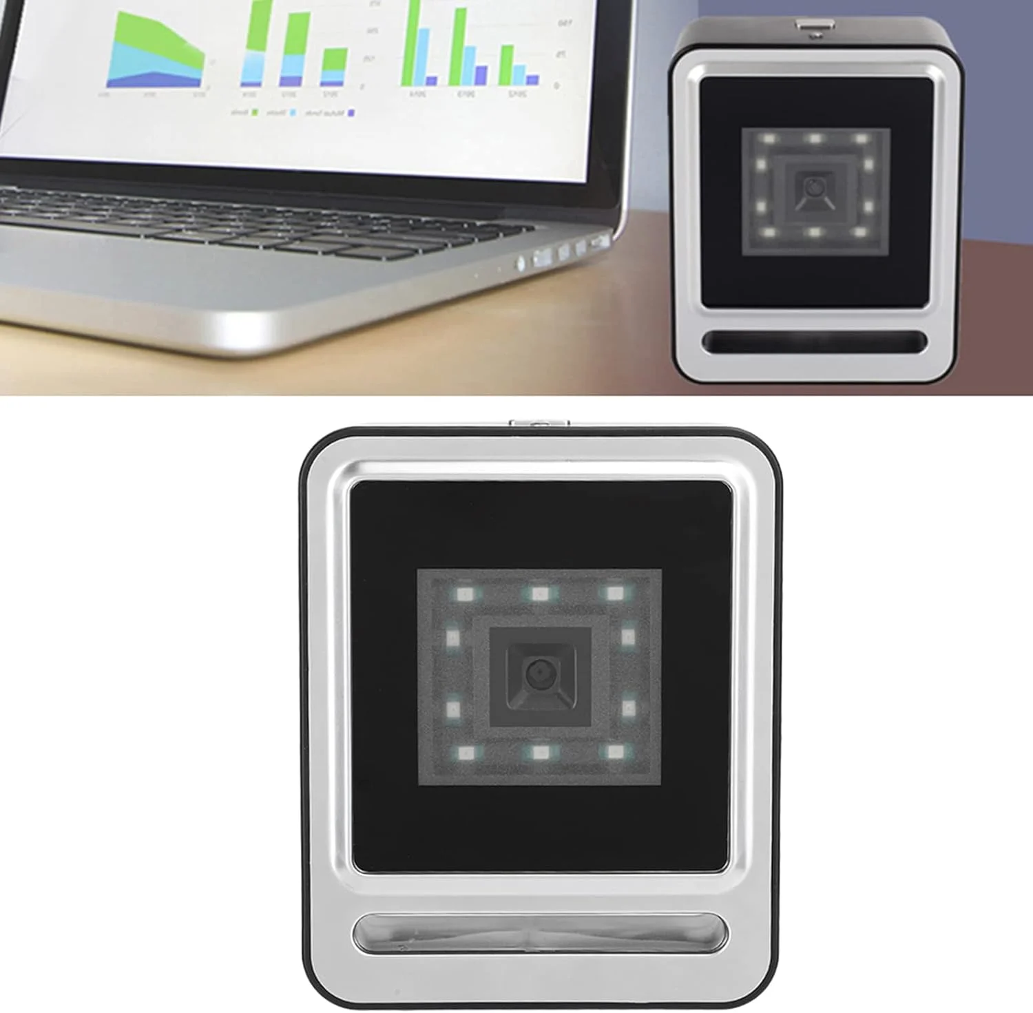 اسکنر بارکد ثابت VELATEMOR، اسکنر بارکد سیمی بدون دست 1D QR 2D، بارکد خوان رومیزی با کابل USB و نور LED (نقره ای) اسکنر بارکد ثابت VELATEMOR، اسکنر بارکد سیمی بدون دست 1D QR 2D، بارکد خوان رومیزی با کابل USB و نور LED (نقره ای)