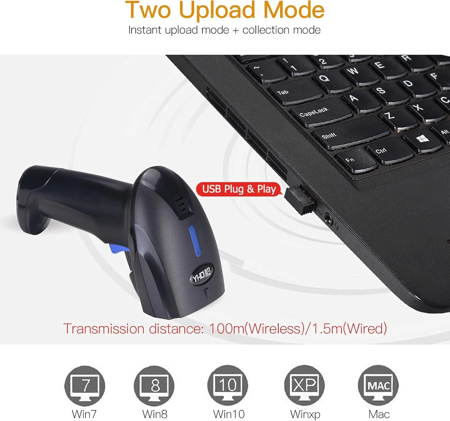 اسکنر بارکد بیسیم 2 در 1 OUNA 2.4G و اسکنر بارکد سیمی USB، اسکنر بارکد 1D دستی اتوماتیک با باتری قابل شارژ، گیرنده مینی USB، کابل USB برای کامپیوتر لپتاپ اسکنر بارکد بیسیم 2 در 1 OUNA 2.4G و اسکنر بارکد سیمی USB، اسکنر بارکد 1D دستی اتوماتیک با باتری قابل شارژ، گیرنده مینی USB، کابل USB برای کامپیوتر لپتاپ