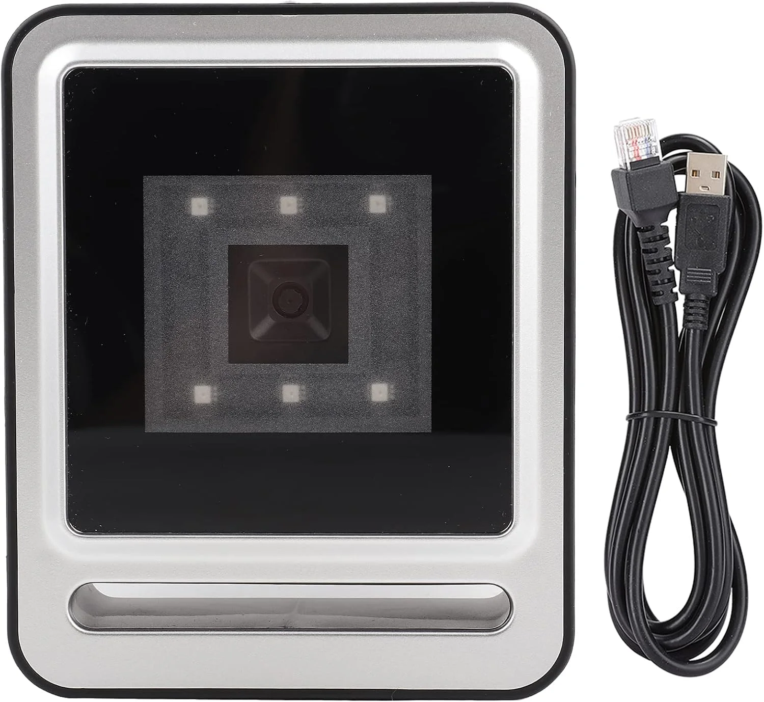 اسکنر بارکد ثابت VELATEMOR، اسکنر بارکد سیمی بدون دست 1D QR 2D، بارکد خوان رومیزی با کابل USB و نور LED (نقره ای) اسکنر بارکد ثابت VELATEMOR، اسکنر بارکد سیمی بدون دست 1D QR 2D، بارکد خوان رومیزی با کابل USB و نور LED (نقره ای)