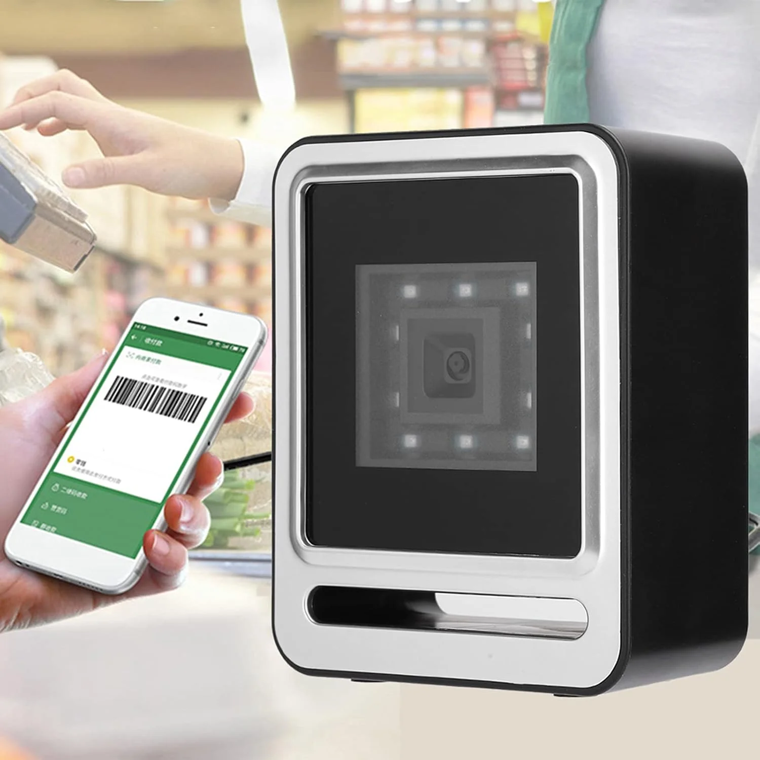اسکنر بارکد ثابت VELATEMOR، اسکنر بارکد سیمی بدون دست 1D QR 2D، بارکد خوان رومیزی با کابل USB و نور LED (نقره ای) اسکنر بارکد ثابت VELATEMOR، اسکنر بارکد سیمی بدون دست 1D QR 2D، بارکد خوان رومیزی با کابل USB و نور LED (نقره ای)