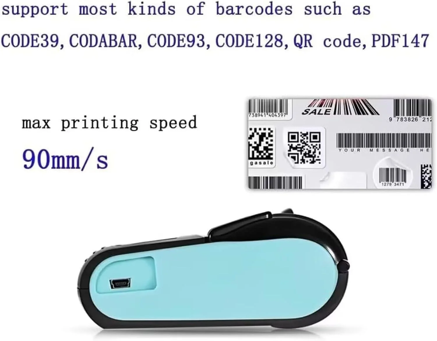 چاپگر حرارتی بلوتوثی 58 میلیمتری GZGYNADAST، مینی و قابل حمل، مناسب برای اندروید/ویندوز (رنگ آبی) - عدم سازگاری با آیفون iOS/IPAD/Square/Point of Sale چاپگر حرارتی بلوتوثی 58 میلیمتری GZGYNADAST، مینی و قابل حمل، مناسب برای اندروید/ویندوز (رنگ آبی) - عدم سازگاری با آیفون iOS/IPAD/Square/Point of Sale