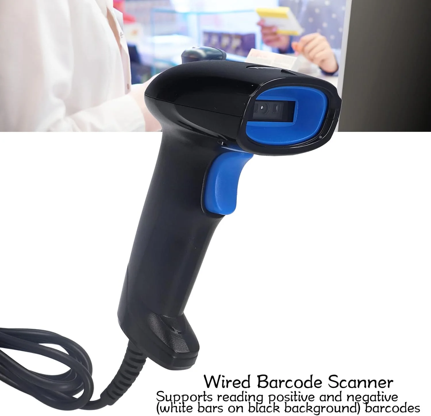 اسکنر بارکد QR دستی، اسکنر بارکد سیمی USB دو بعدی سنسور CMOS بارکد خوان پلاگین و پخش، برای پرداخت های موبایلی فروشگاه ها سوپرمارکت ها انبارها