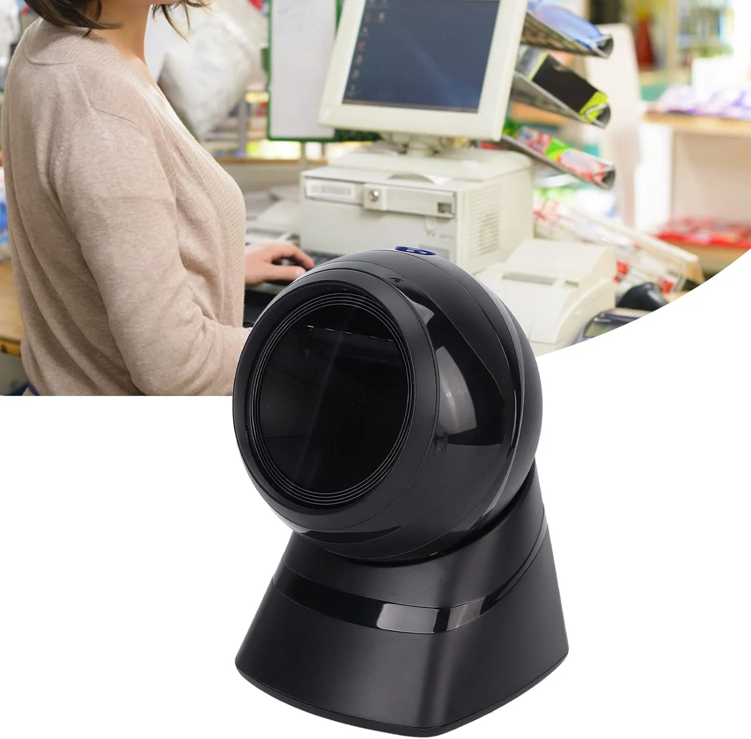 اسکنر کد QR رومیزی VELATEMOR، بارکد خوان سیمی، اسکنر بارکد 1D / 2D، پشتیبانی از حالت Hands-Free، مناسب برای / 7/8/10، OS X، برای سوپرمارکت، انبار