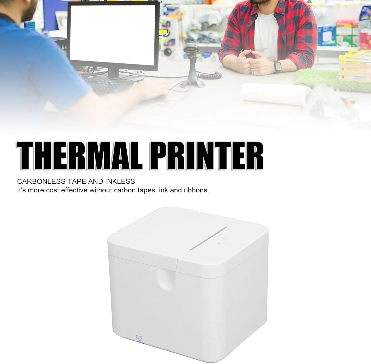 پرینتر حرارتی POS Vikye، پرینتر رسید حرارتی 58 میلی‌متری بلوتوث 4.0 USB، چاپ با سرعت بالا و نویز کم، پرینتر آشپزخانه رستوران (دوشاخه EU)