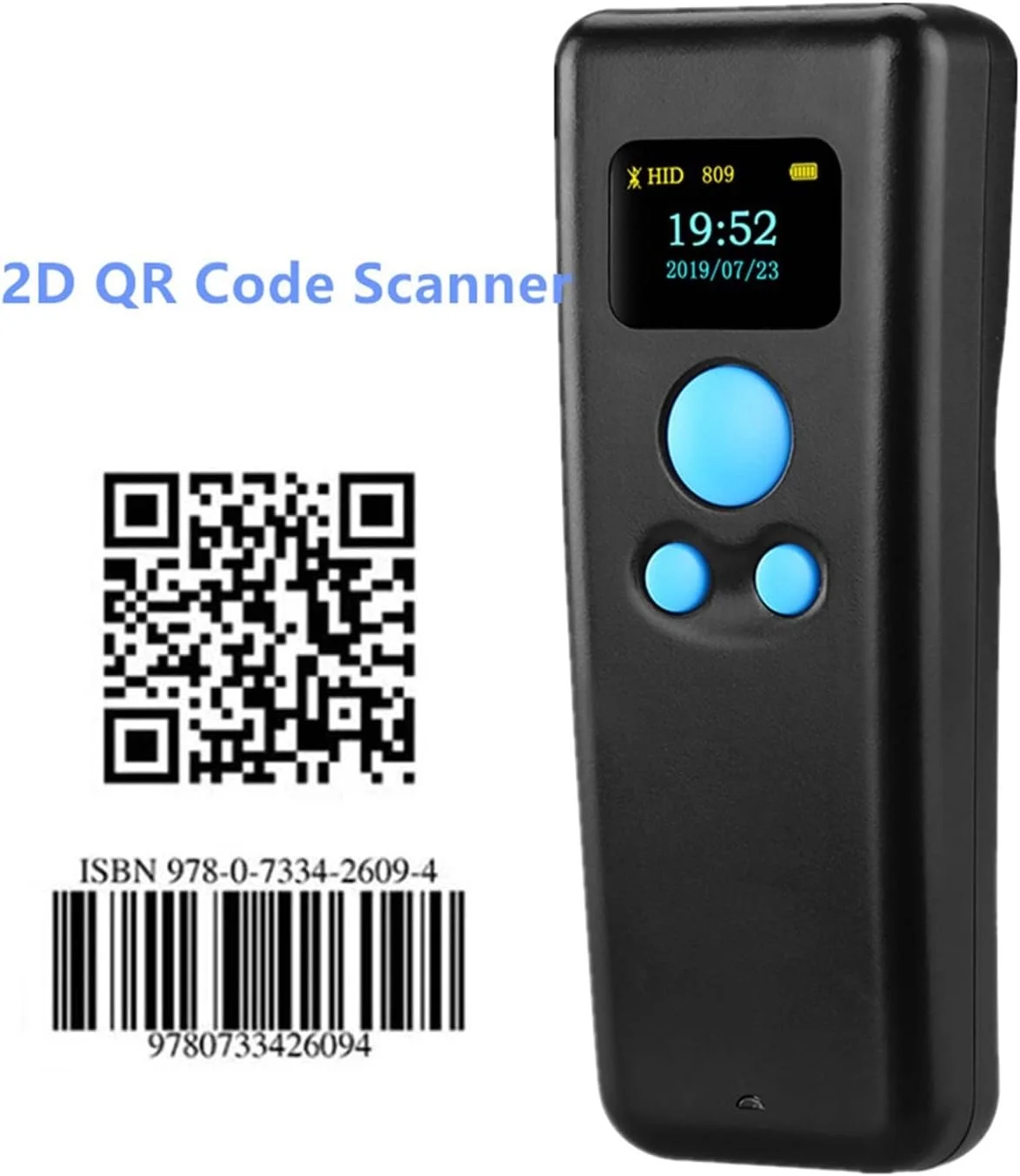 اسکنر بارکد GZDtdsd 2.4g بلوتوثی جیبی مینی اسکنر انبارداری خرده فروشی لجستیک اسکنر بارکد خوان بی سیم با صفحه نمایش (2D)