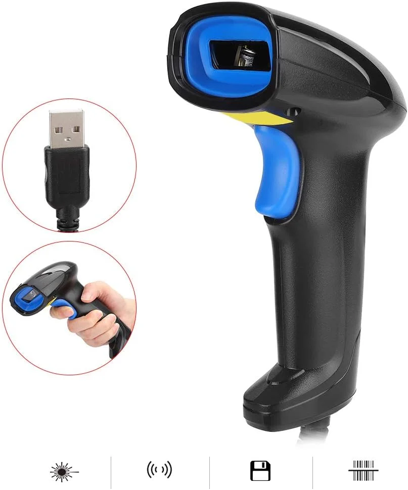 اسکنر بارکد سیمی تک بعدی VELATEMOR YHD-1100L، اسکنر ارگونومیک IP54 با پشتیبانی از اسکن کلیدی، اسکن خودکار مداوم، اسکنر بارکد دستی مشکی برای فروشگاه، سوپرمارکت، انبار (تفنگ اسکن سیمی)