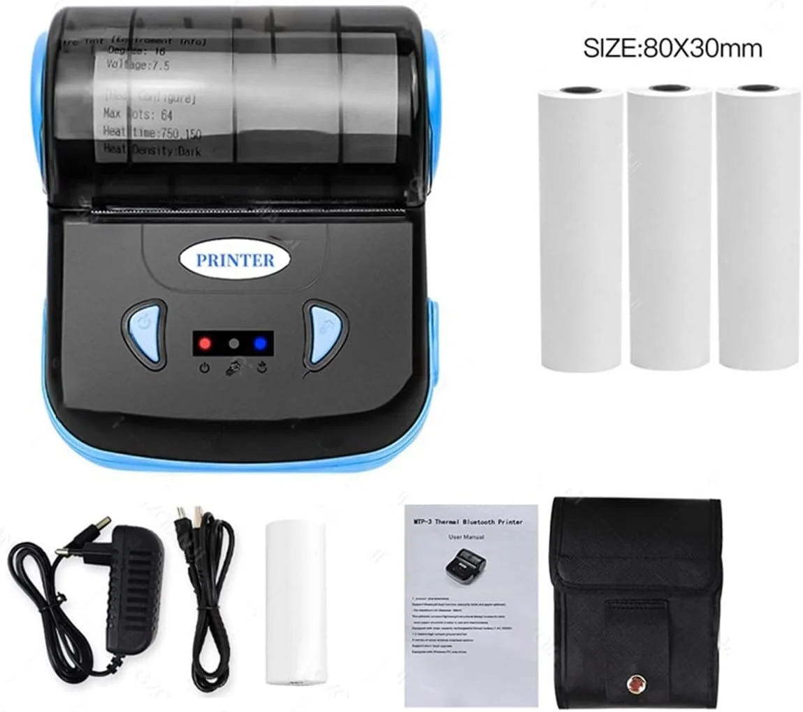 چاپگر حرارتی رسید مینی POS هانفری 80 میلی متری، سازنده دستی (به همراه 3 رول کیس-01)