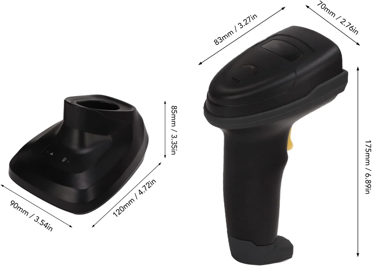 اسکنر بارکد بی سیم Brilluxa، اسکنر بارکد دستی 2.4G بی سیم 1D ابزار خواننده کد بارکد با پایه شارژ برای فروشگاه