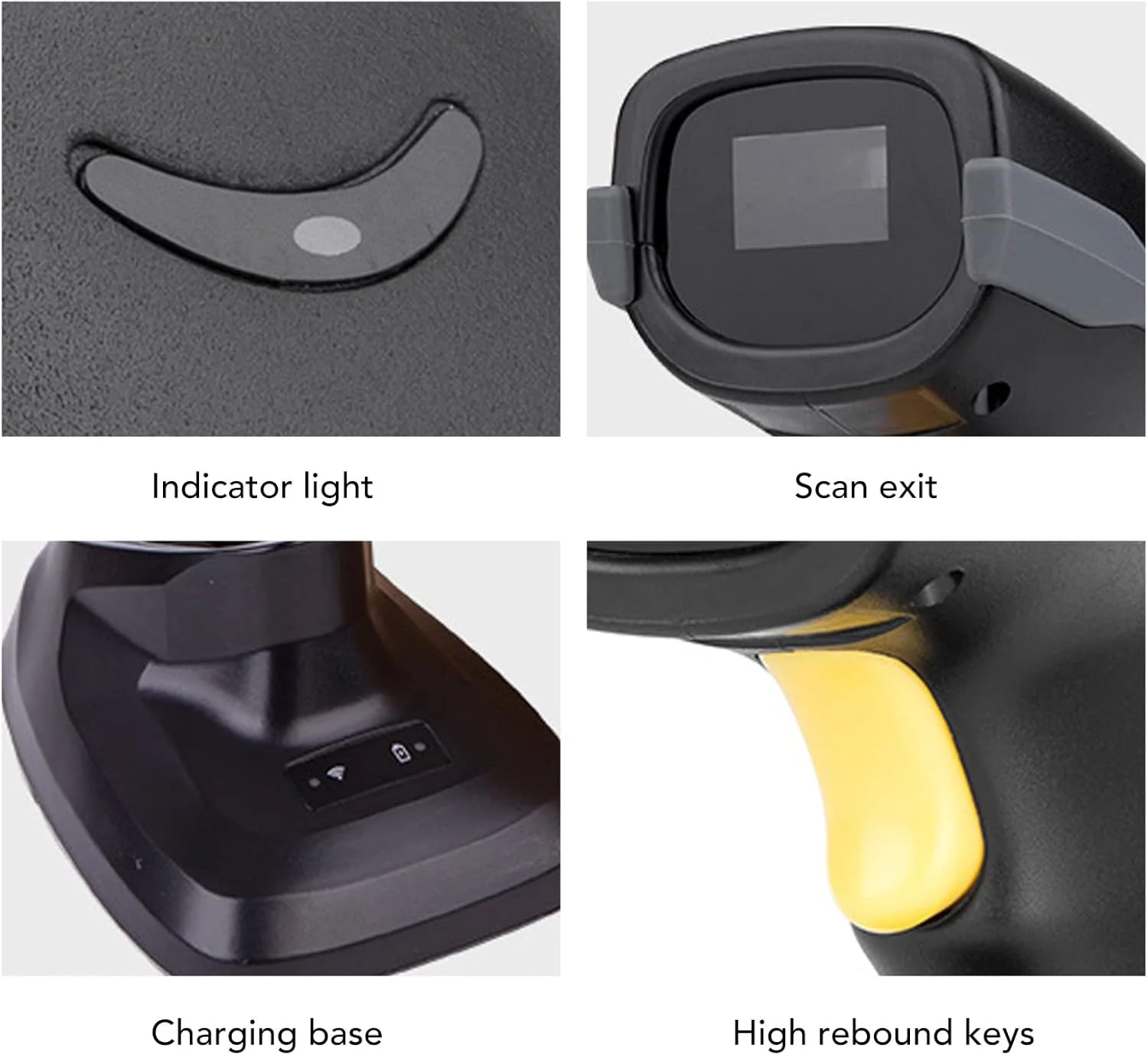 اسکنر بارکد بی سیم Brilluxa، اسکنر بارکد دستی 2.4G بی سیم 1D ابزار خواننده کد بارکد با پایه شارژ برای فروشگاه