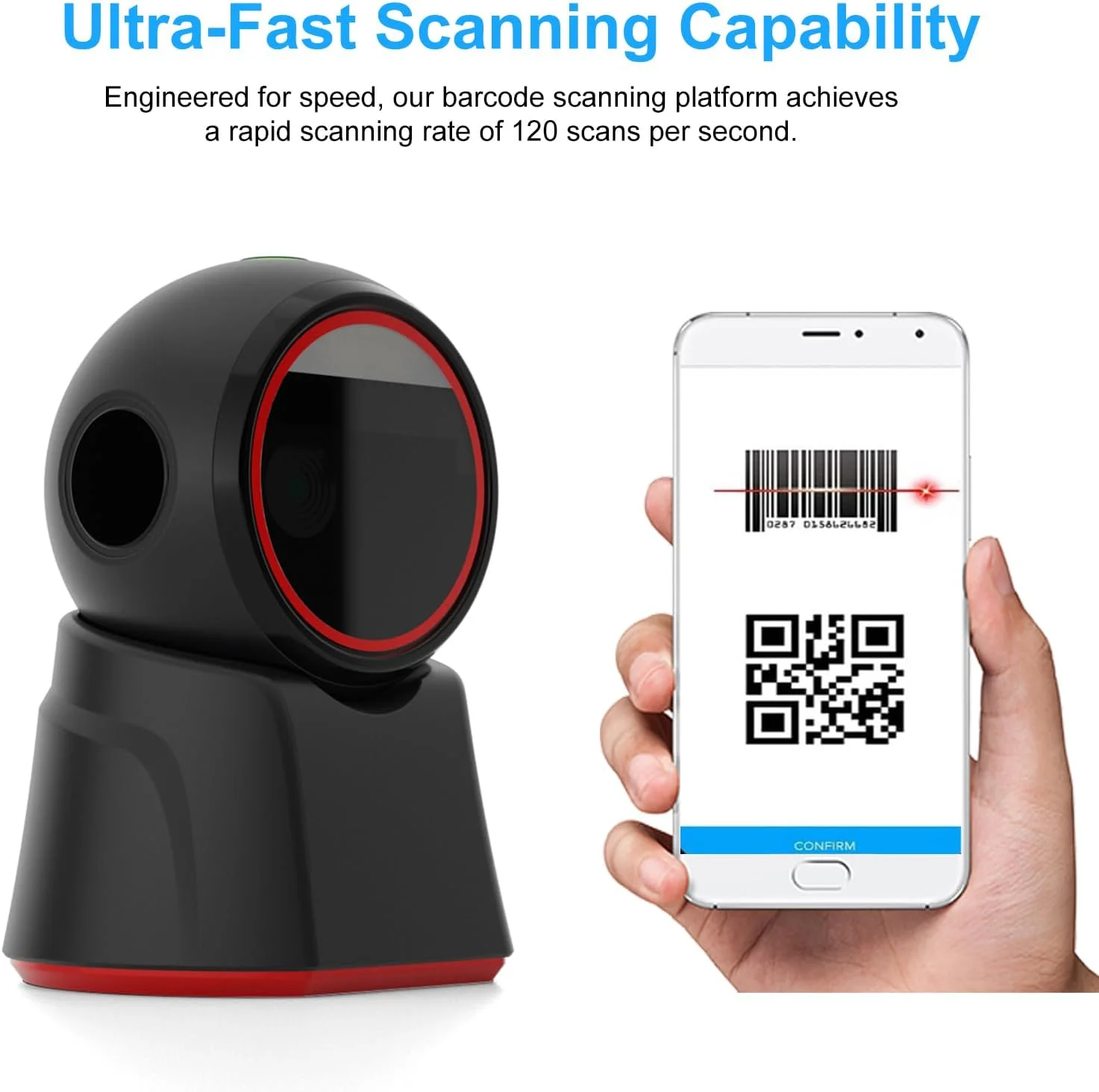 اسکنر بارکد رومیزی Docooler، اسکنر بارکد رومیزی اتوماتیک چند جهته، بارکد خوان QR سیمی USB بدون دست، اسکنر تصویر بارکد 1D 2D برای انبار، سوپرمارکت، فروشگاه خرده فروشی