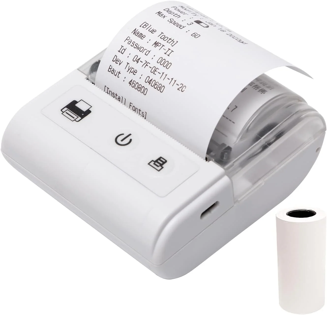 پرینتر حرارتی کوچک قابل حمل Eacam، اتصال USB و BT، 2 اینچ 57 میلی متر، پرینتر بی سیم پرسرعت با 1 رول کاغذ داخل، سازگار با iOS Android Windows برای فروش رستوران فروشگاه خرده فروشی