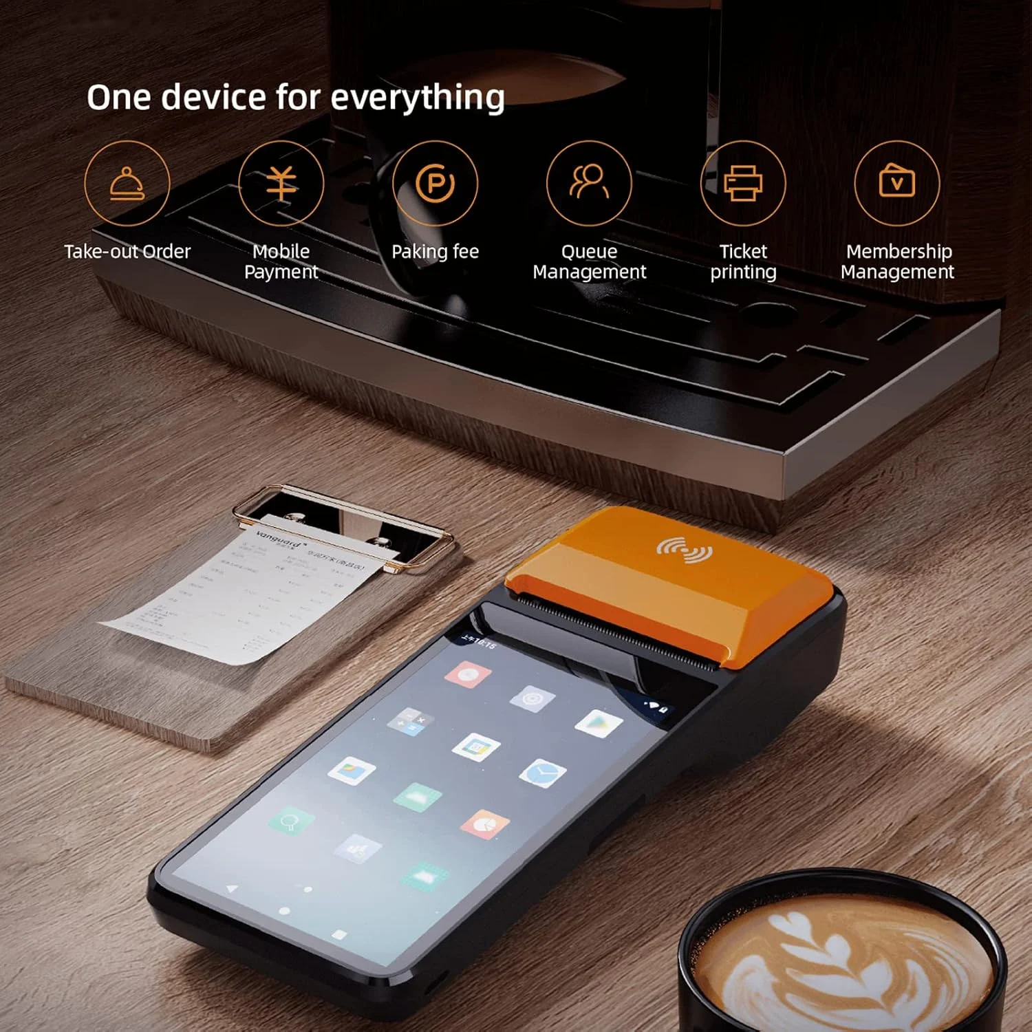 دستگاه چاپگر رسید POS قابل حمل Bisofice 3G با سیستم عامل اندروید 8.1، اسکنر بارکد 1D/2D، ترمینال PDA، ارتباط 3G WiFi BT با صفحه لمسی 5.0 اینچی، چاپ حرارتی برچسب با عرض 58 میلی متر برای سوپرمارکت