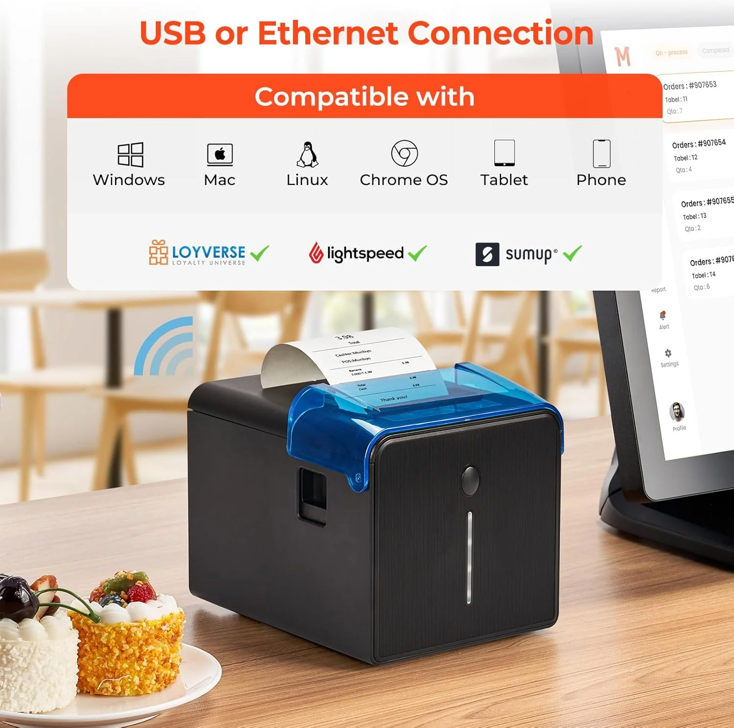 پرینتر رسید وای فای MUNBYN با پورت USB، پرینتر POS 80 میلی متری، پرینتر حرارتی سازگار با Square Mac Windows Chromebook Linux Cash Drawer (عدم پشتیبانی از Zettle POS Paypal Shopify Vagaro Kyte Bluetooth) پرینتر رسید وای فای MUNBYN با پورت USB، پرینتر POS 80 میلی متری، پرینتر حرارتی سازگار با Square Mac Windows Chromebook Linux Cash Drawer (عدم پشتیبانی از Zettle POS Paypal Shopify Vagaro Kyte Bluetooth)