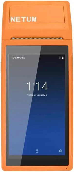 پایانه POS اندرویدی دستی NETUM با چاپگر رسید، جمع‌آوری کننده داده، اسکنر بارکد قابل حمل، بلوتوث، USB، WiFi BT4.0 به همراه رول کاغذ 58 * 35