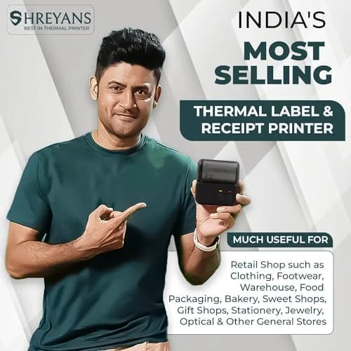 پرینتر حرارتی رسید 80 میلیمتری SHREYANS قابل حمل بلوتوث + USB برای صدور فیش و بلیط POS سازگار با Android/Windows با دستورات چاپ ESC/POS/Star همراه با باتری قابل شارژ و اندازه جمع و جور پرینتر حرارتی رسید 80 میلیمتری SHREYANS قابل حمل بلوتوث + USB برای صدور فیش و بلیط POS سازگار با Android/Windows با دستورات چاپ ESC/POS/Star همراه با باتری قابل شارژ و اندازه جمع و جور