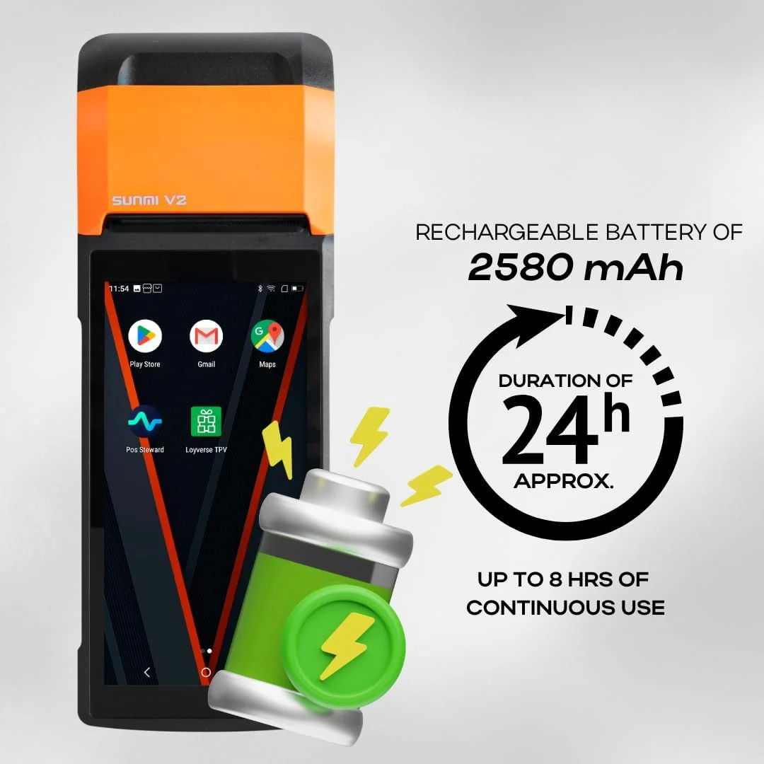 دستگاه پوز PDA مولتزو با پرینتر حرارتی پرسرعت 58 میلیمتری، اندروید 12، صفحه لمسی 5.45 اینچی، تبلت موبایل دستی SUNMI، بارکدخوان 1D/2D، مشکی دستگاه پوز PDA مولتزو با پرینتر حرارتی پرسرعت 58 میلیمتری، اندروید 12، صفحه لمسی 5.45 اینچی، تبلت موبایل دستی SUNMI، بارکدخوان 1D/2D، مشکی