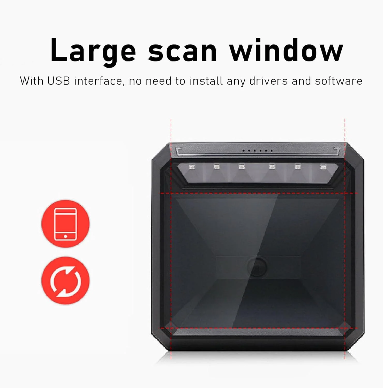 اسکنر بارکد رومیزی USB بدون دست، حسگر خودکار کد QR 1D 2D، اتصال و پخش برای فروشگاه