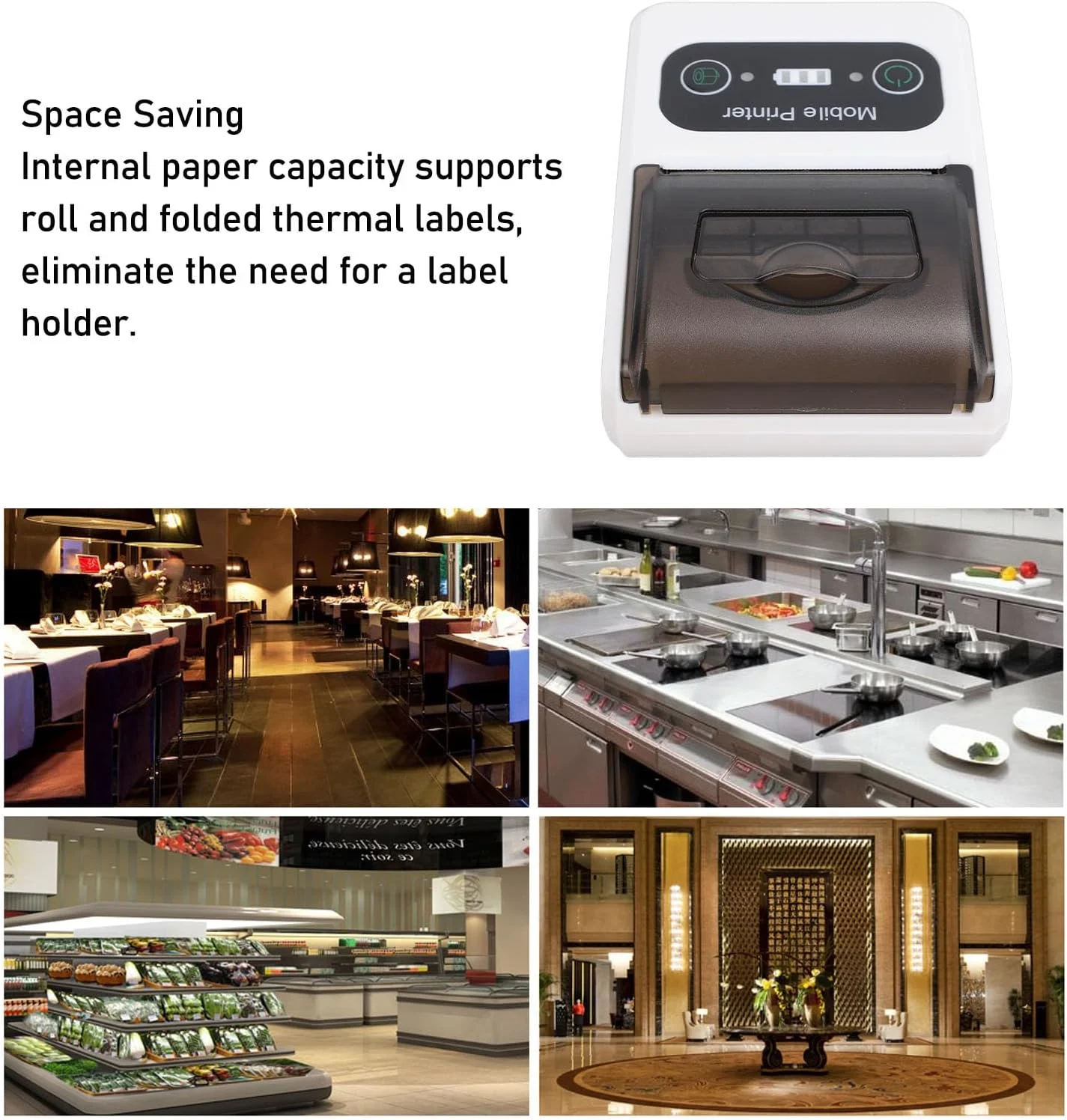 چاپگر رسید بلوتوثی Wisoqu، چاپگر حرارتی کوچک 58 میلی متری بی سیم فاکتور POS، چاپگر حرارتی موبایل برای مشاغل رستوران فروشگاه های خرده فروشی، چاپگر کاغذ قبض برای اندروید